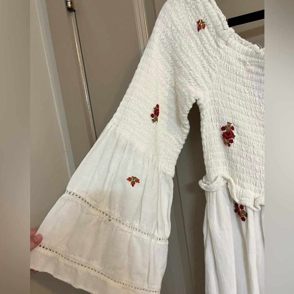 Free People Counting Daisies Embroidered Off the Shoulder Dress Size L - Picture 4 of 11